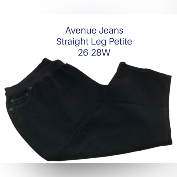26-28W Black Petite Pull On Avenue Jeans - Picture 3 of 15